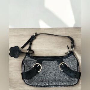 MARY QUANT London handbag purse vintage y2k gray flower designer satchel kawaii